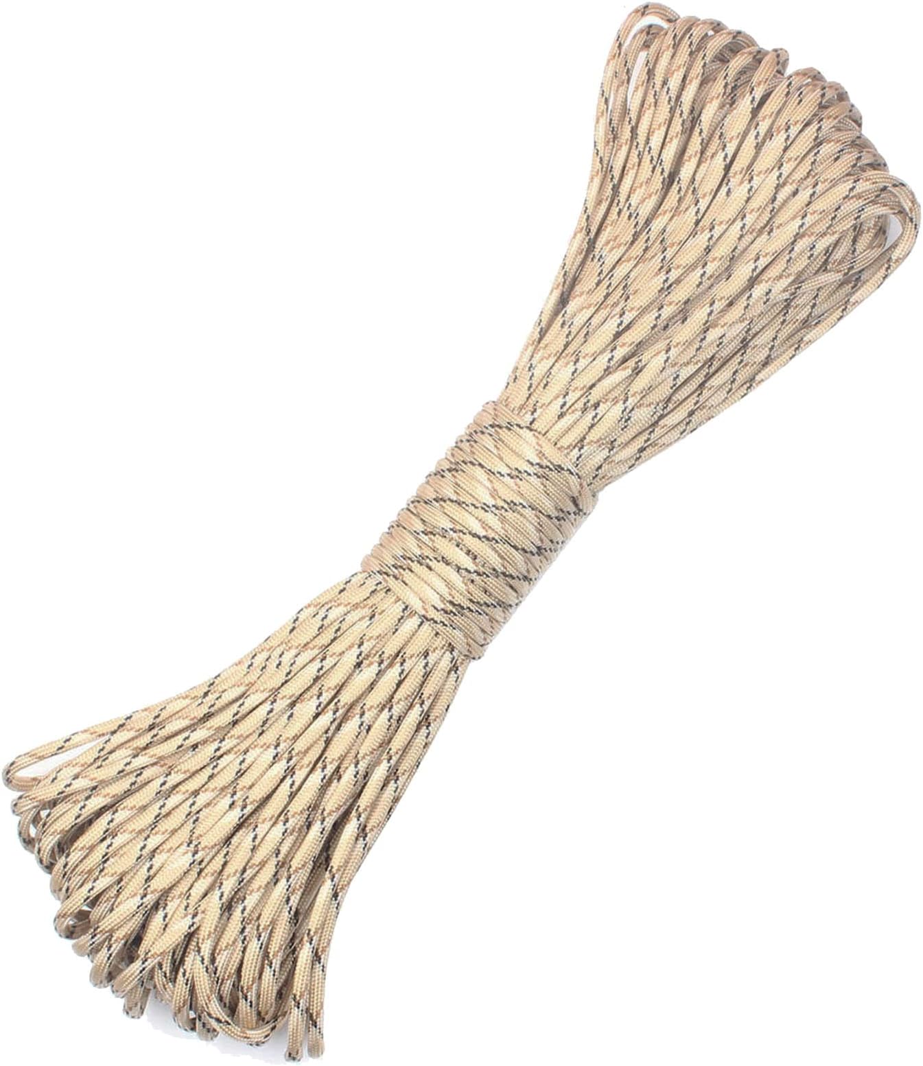 Paracord 9 Core 550 Parachute Cord Camping Rope 100FT (Desert Camo, 100feet)