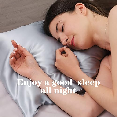 Vista 52 de Silmer Funda de almohada 100% seda de morera para cabello y piel, ambos lados 22 Momme 800 hilos funda de almohada con cremallera oculta, ultrasuave