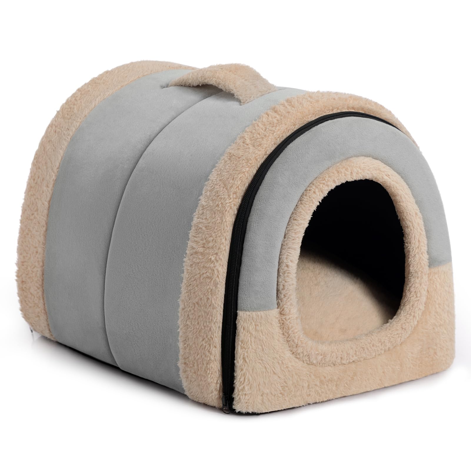 Lit pour chat et chien pliable gris clair en velours Hollypet