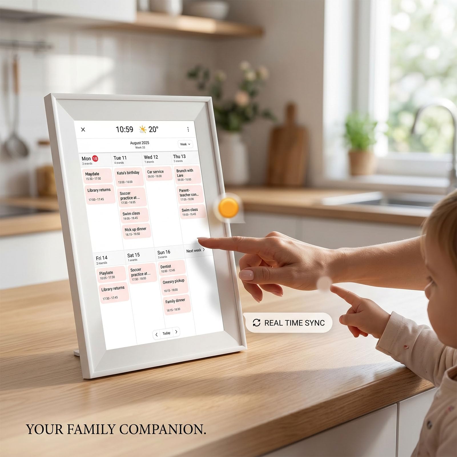Calendario Digitale da 10,1 Pollici Smart Home Planner HD Touch Screen Organizzatore Elettronico per la Famiglia con Sincronizzazione WiFi e Album per L'home Office