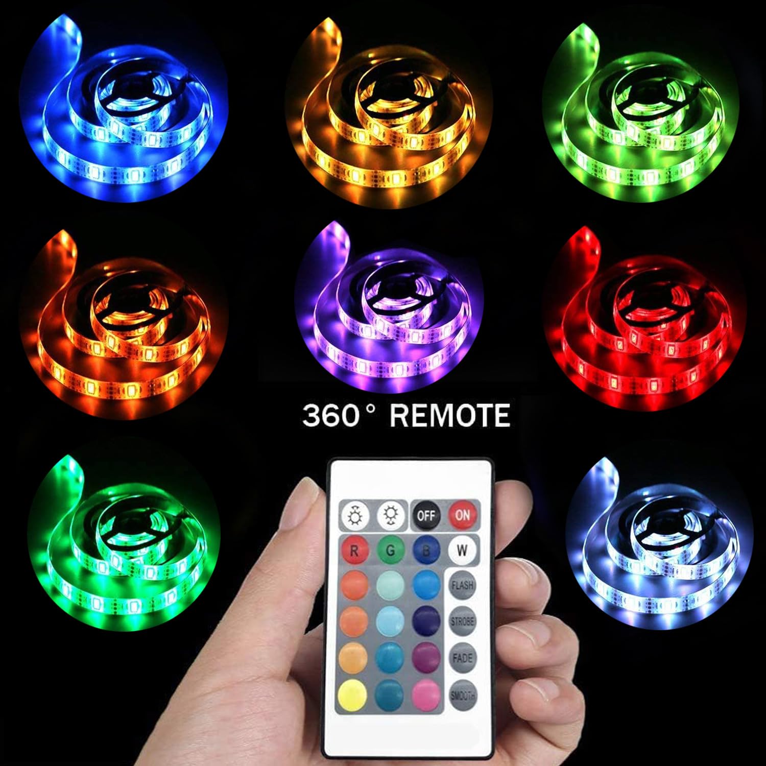 Battery Powered Led Strip Lights 20ft, Battery Operated Color Changing RGB Led Light Strip with 2 Buttons Remote,DIY Indoor and Outdoor Decoration