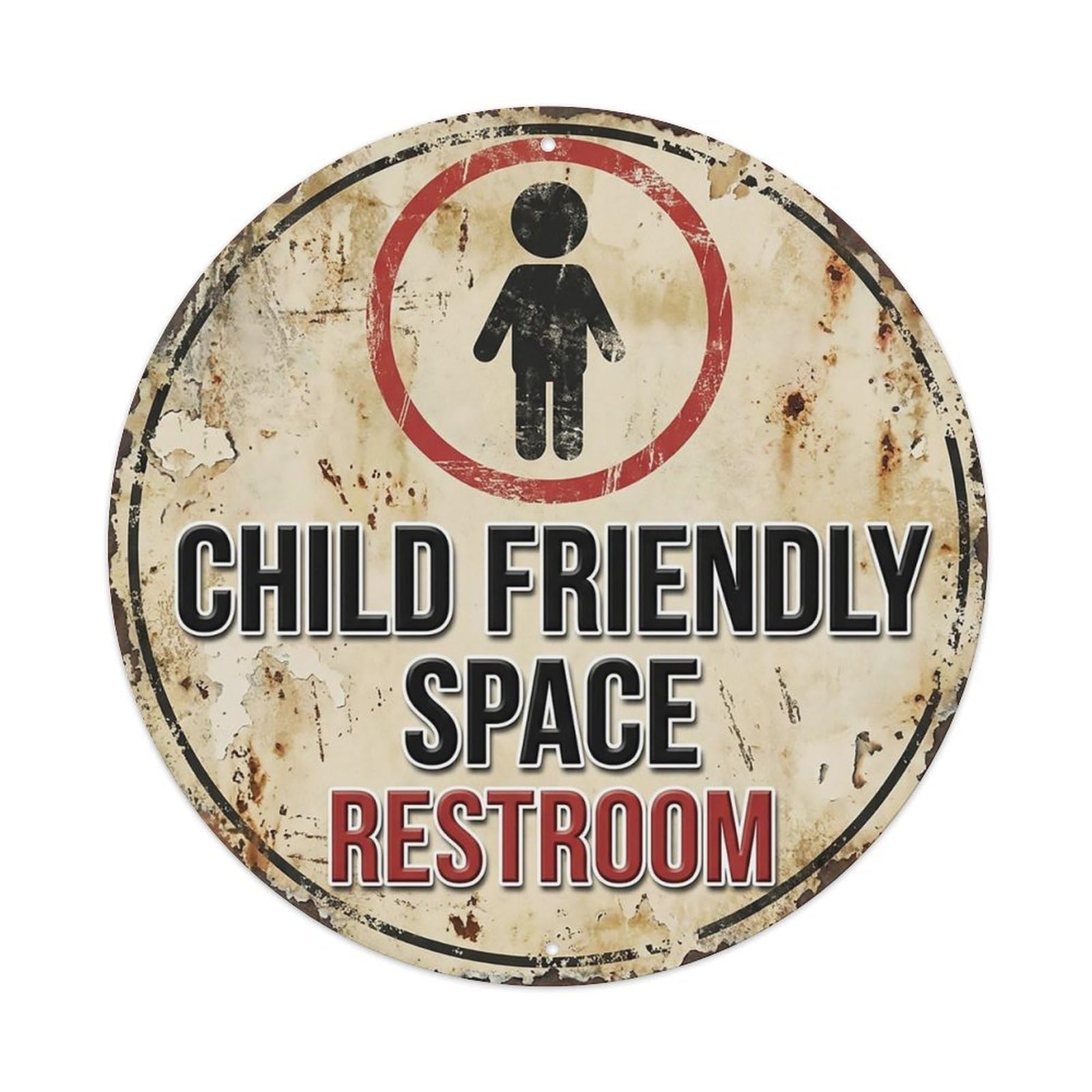 Child Friendly Space Restroom Warning Sign Metal Tin Sign