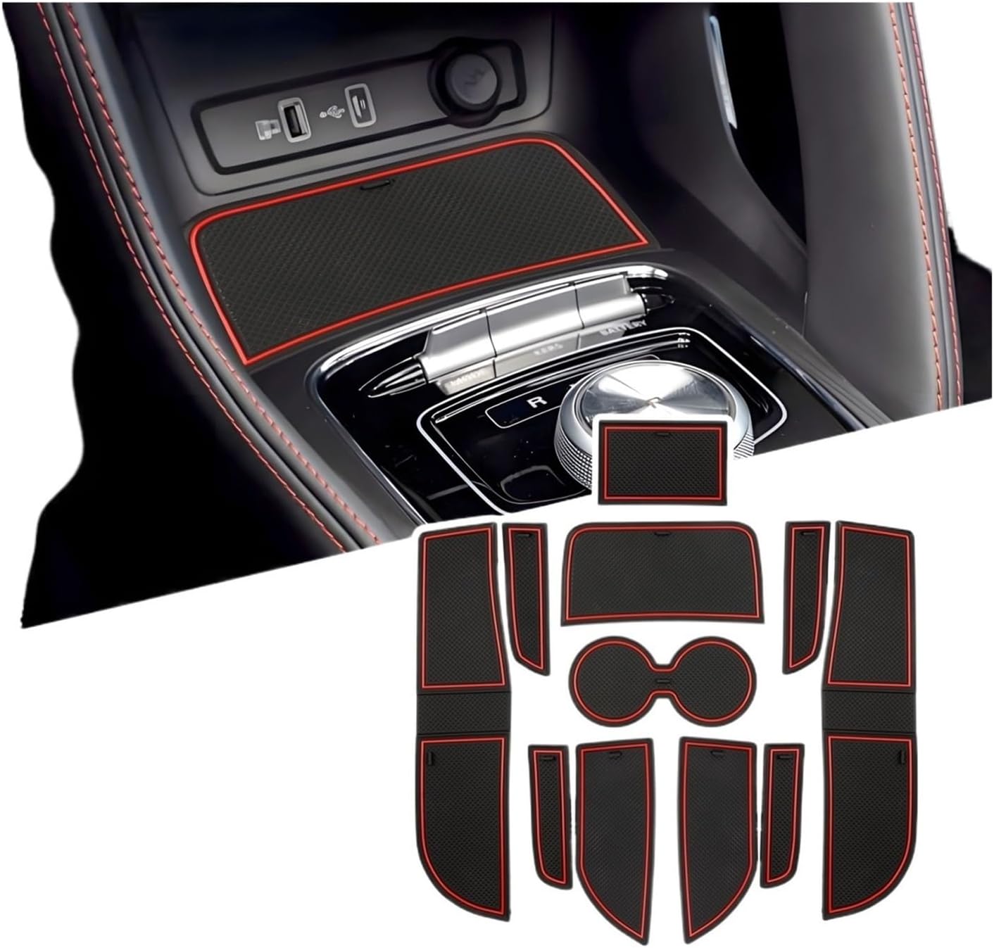 Door Groove Mat Compatible with MG ZS EV Facelift 2022 2023 2024 Car Anti-Slip Mat Rubber Gate Slot Pads Auto MG ZS Accessories 2024(Red)