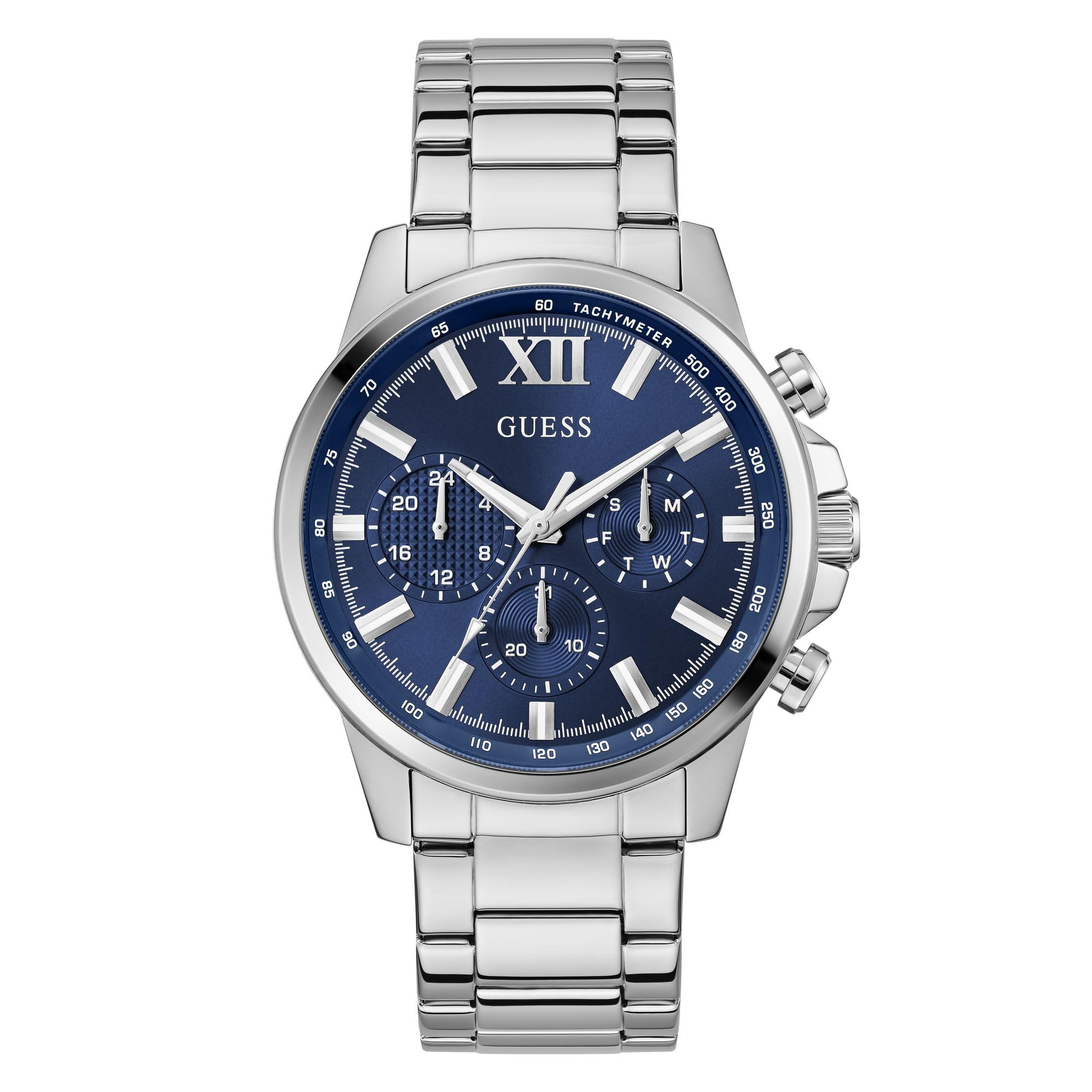 Guess Watches Men's Silver/Blue Walker Watch Gw0900g4