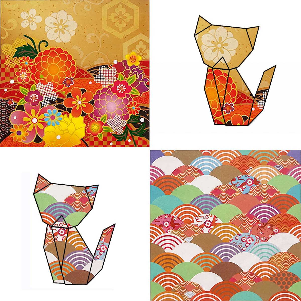 Papel para papiroflexia 50 hojas 15 x 15cm Papel japonés Cuadrado Papel Origami Doble Cara Paper Plegable con 10 Diferentes Diseños únicos para proyectos de arte y manualidades