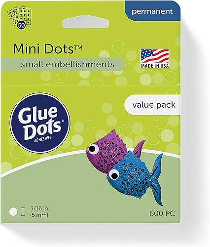 Glue Dots, Paquete económico de mini puntos, doble cara, 3/16", 600 puntos, cinta adhesiva para manualidades, puntos de pegamento adhesivo adhesivo,