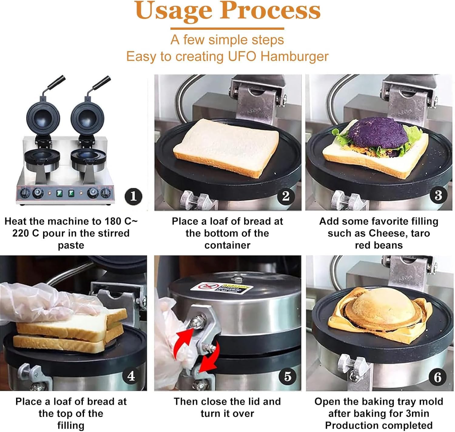 Prasa Panini Opiekacz Do Kanapek Lody Brioche Hamburger Maker, Talerze Nieprzywierające Niezależna Regulacja Temperatury Dla Piekarni, Restauracji, Dual, 220V