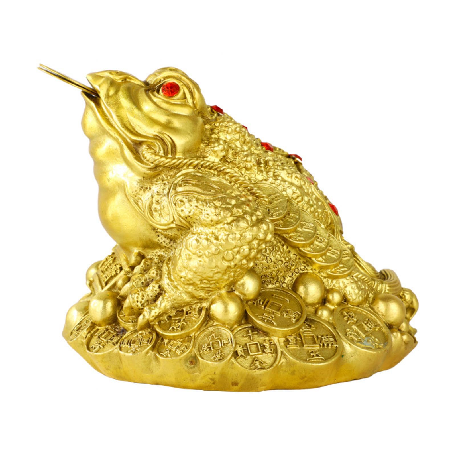 NIBHZ Glückliche Frosch-Münze, Feng Shui Kröte, Münze, Geld, Glücksfrosch, chinesischer Anhänger für Wohlstand, Heimdekoration, Geschenk, 35 cm