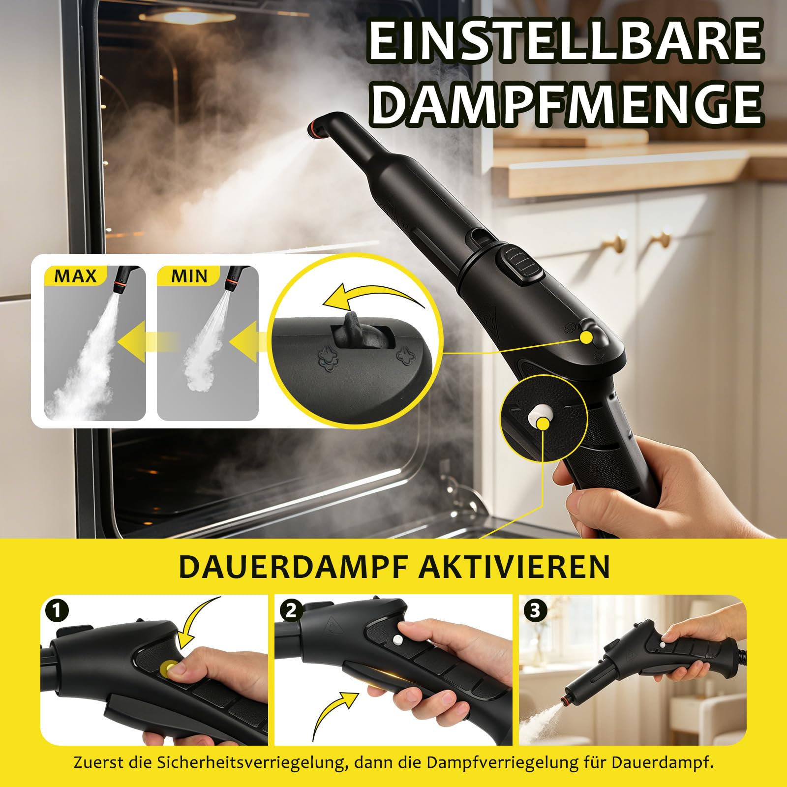 Dampfreiniger, tragbarer Dampfreiniger für den Haushalt, 120 °C Hochtemperaturdampf mit 20 Zubehörteilen, ideal für Böden, Sofas, Fenster, Möbel und Küche