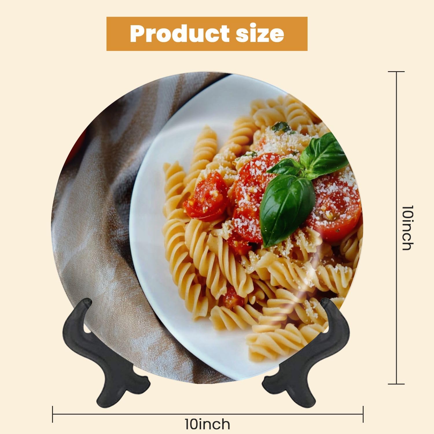 Decorative Plates for Display Delectable Freshly Cooked Fusilli Pasta Tomato Sauce Kitchen Table Gift Plates Ceramic Collections Plates Hanging Artwork for Living Dining Room Kitchen Souvenir
