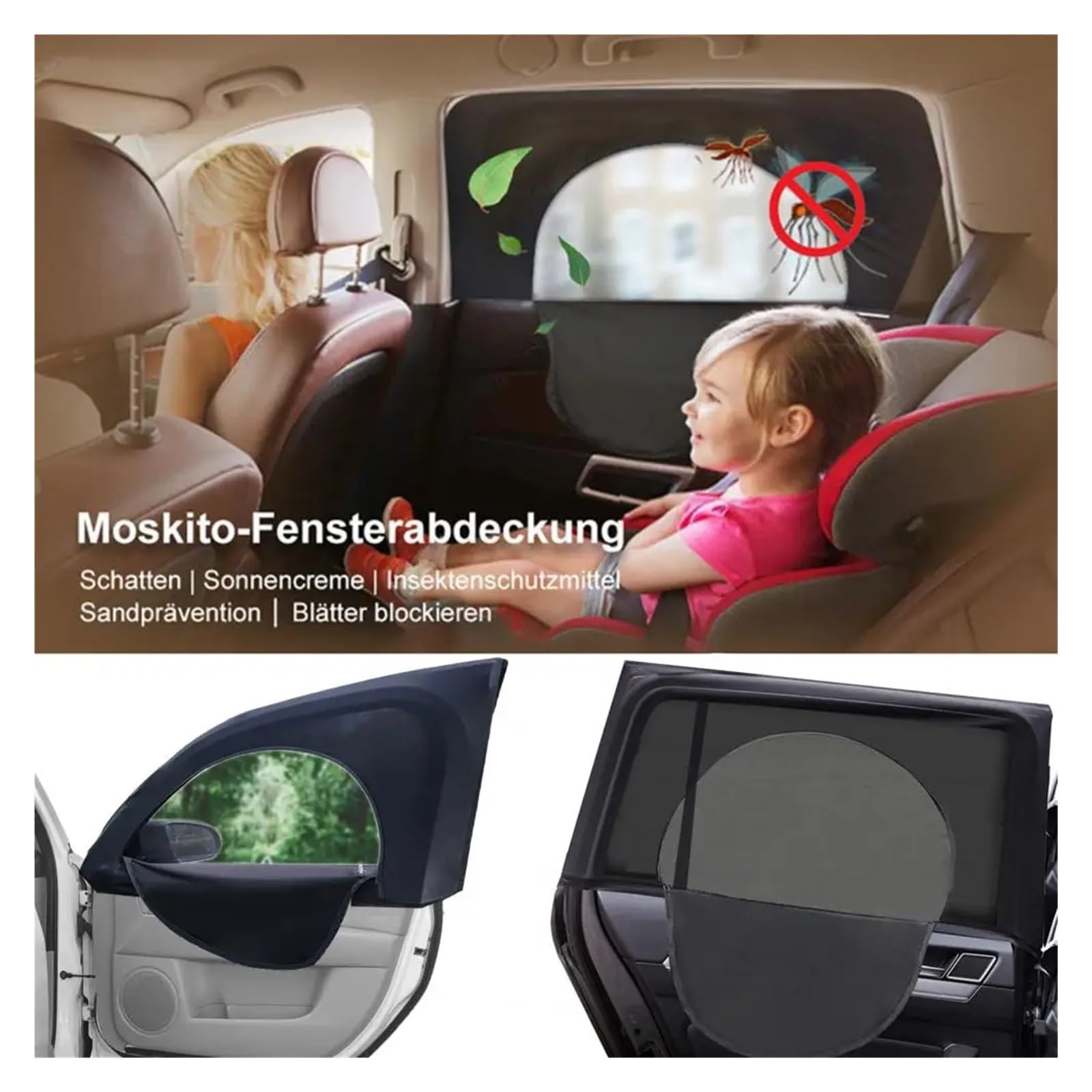 Rideau Voiture 1 Paire de Pare-Soleil Voiture ultimes, Couverture intégrale des vitres, Conception multifonctionnelle avec Fermeture éclair, latéral