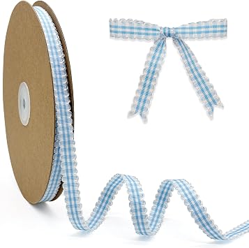 Gingham Plaid Ribbon 3/8" x 50Yds Blue