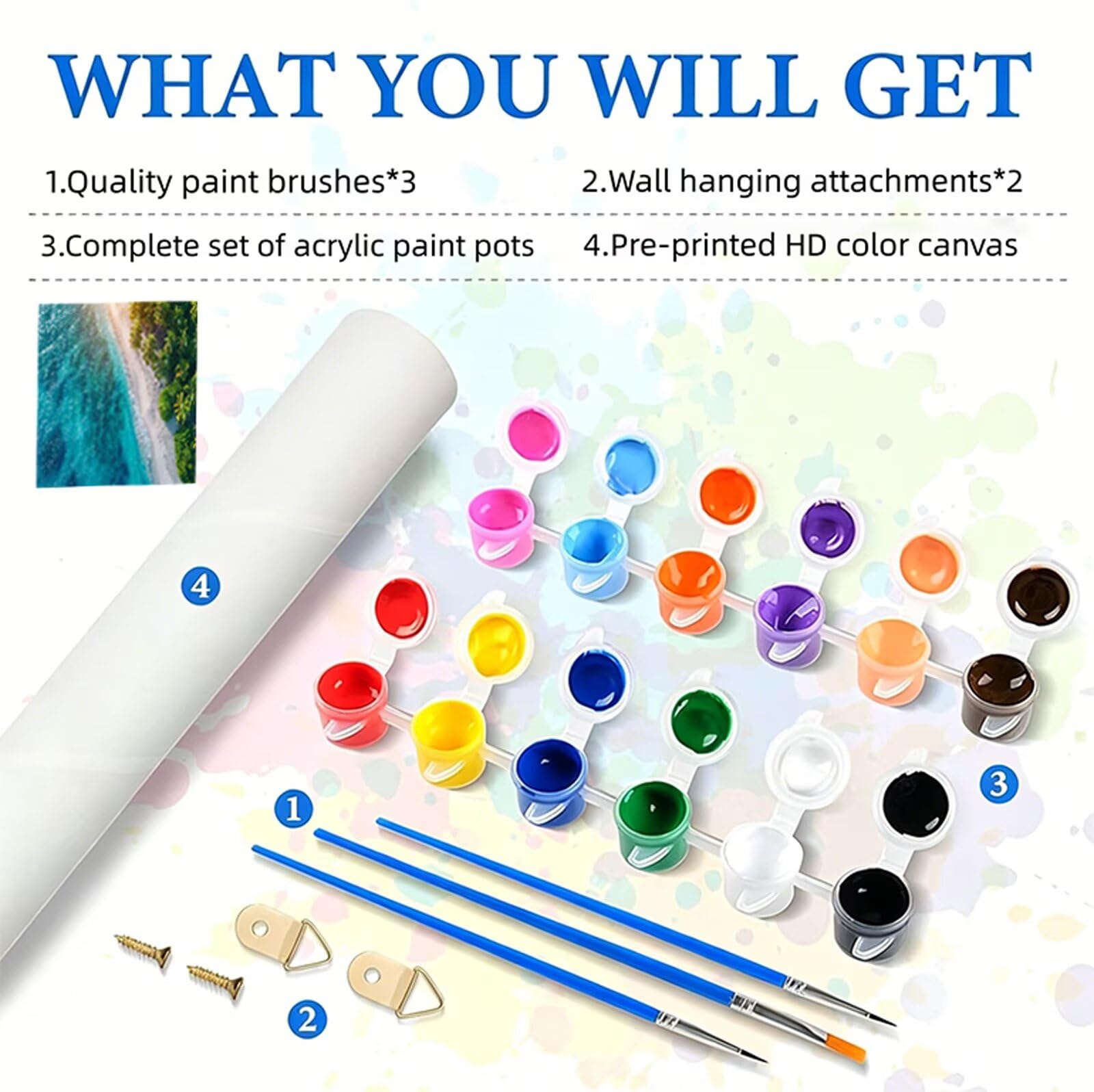 Malowanie numerami dla dorosłych malowanie morskie niebieski numer DIY kolorowanie według numeru dla dorosłych 60 x 120 cm z pędzlami i akrylami, nieoprawiony, ręczny zestaw aktywności do letniej
