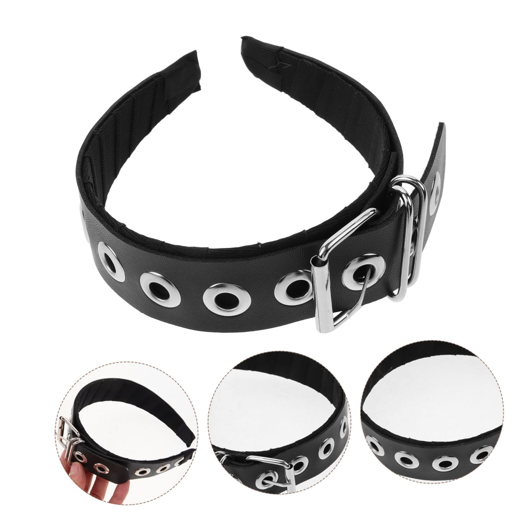 Ipetboom 5 Sztuk Czarnych Opasek Skórzana Opaska Opaski Dla Dziewcząt Dekoracja Punk Style Akcesoria Opaska Do Włosów Punk Style Ozdoba Do Włosów Opaski Na Głowę Punk