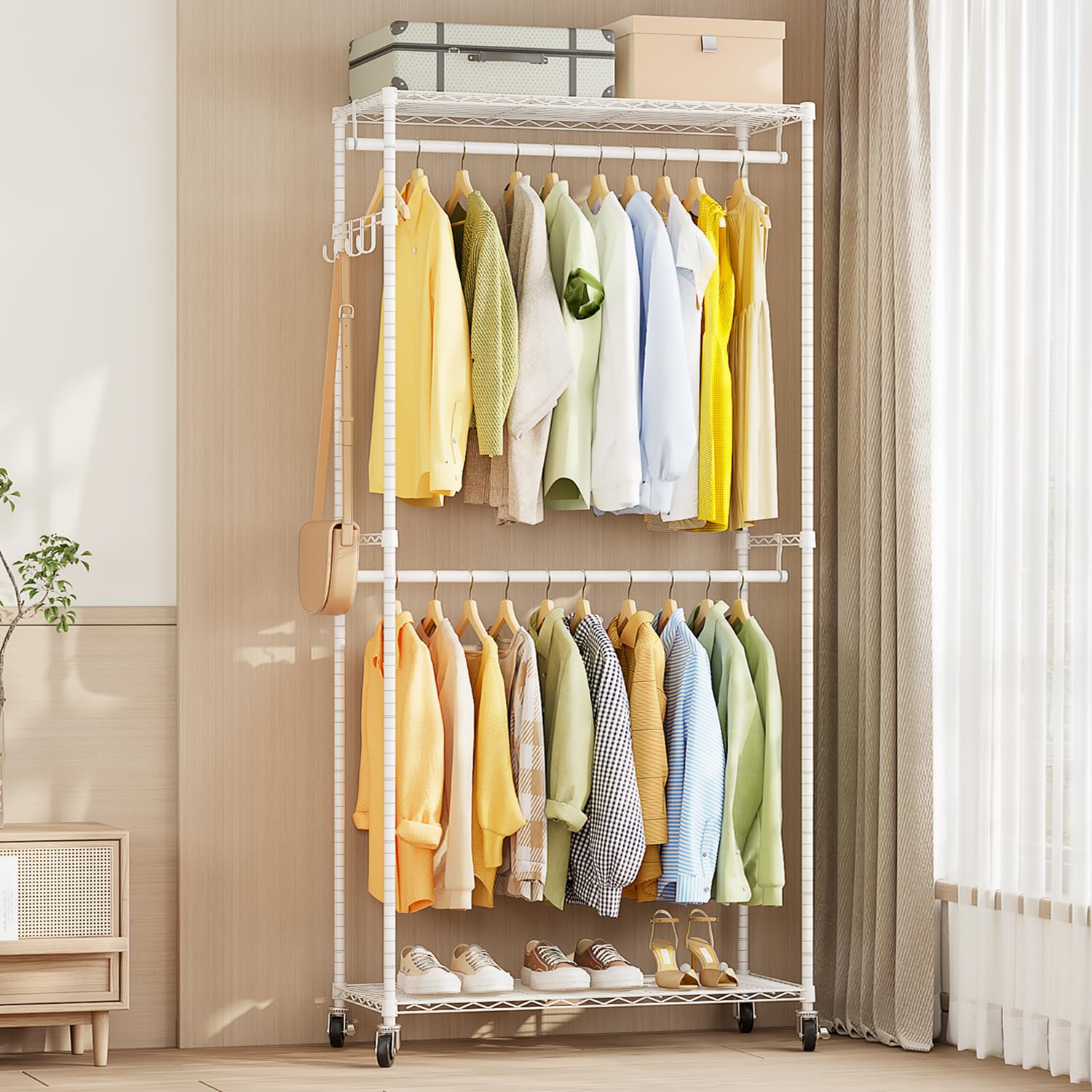 Amazon｜AZAKBL ハンガーラック 2段 頑丈 洋服ラック 大容量 耐荷重