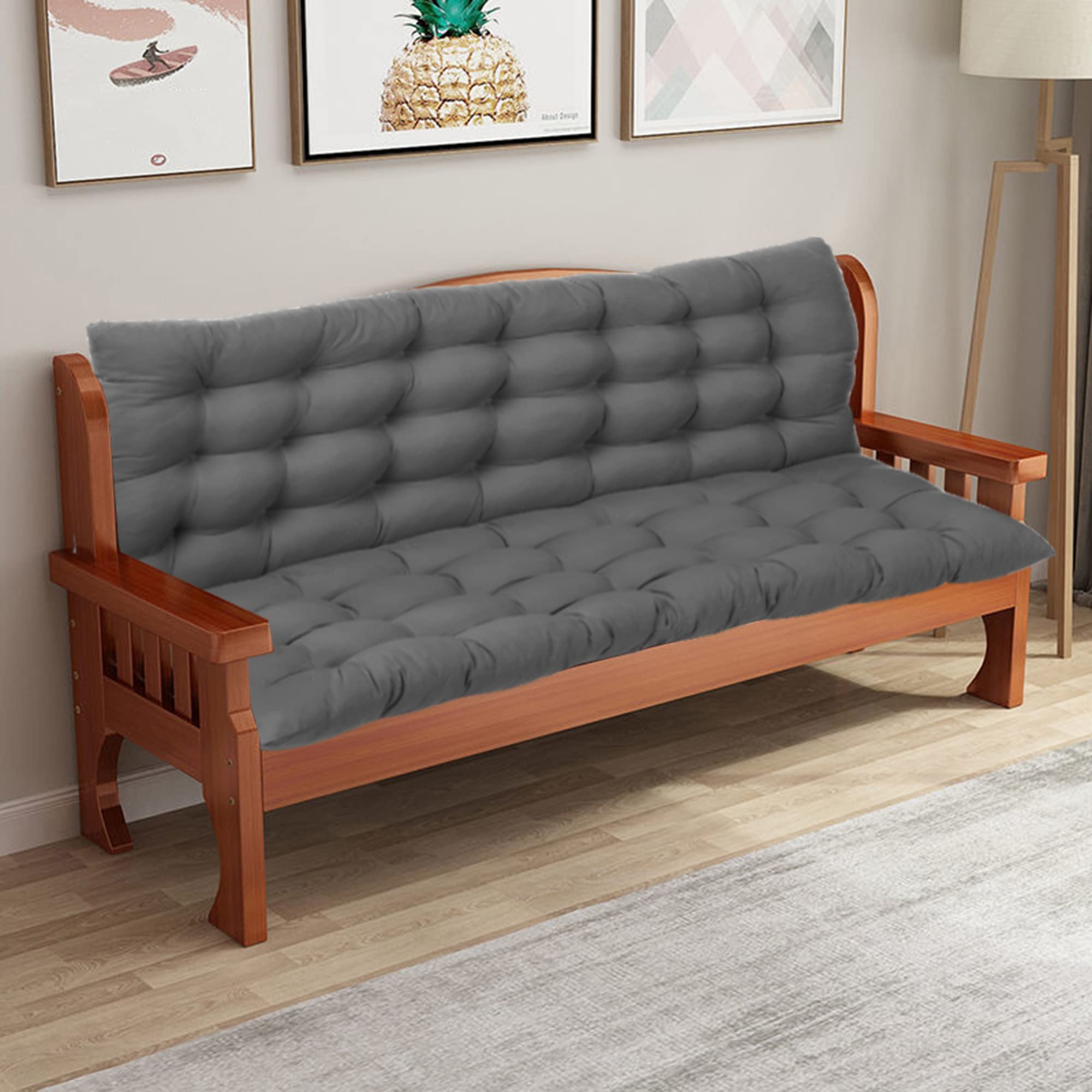 Grand coussin de balancelle 3 places : banc de jardin épais 8 cm gris