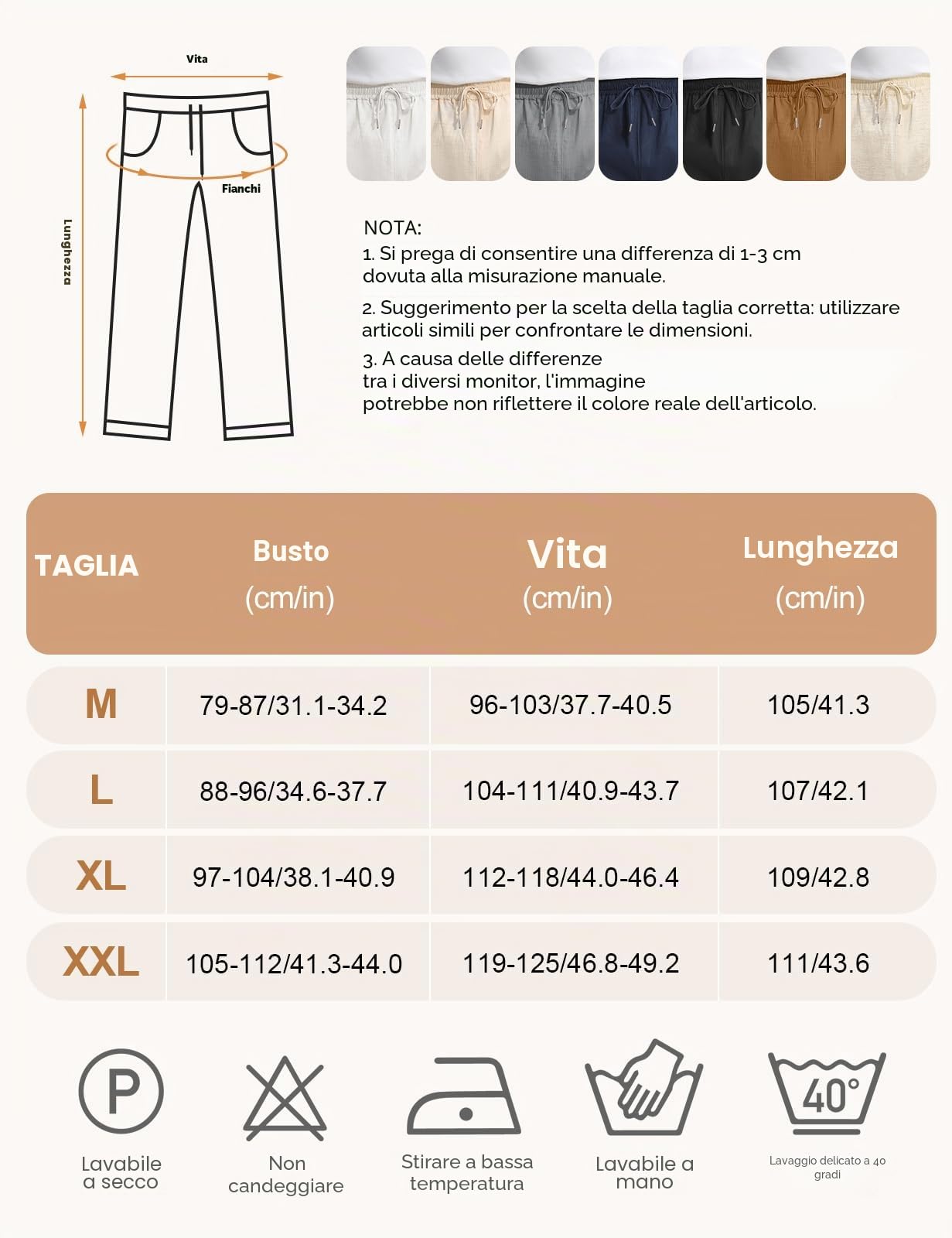 heekpek Pantaloni Uomo Casual Cotone Pantaloni Estivi Uomo Comodi Pantaloni con Tasconi Uomo per Spiaggia