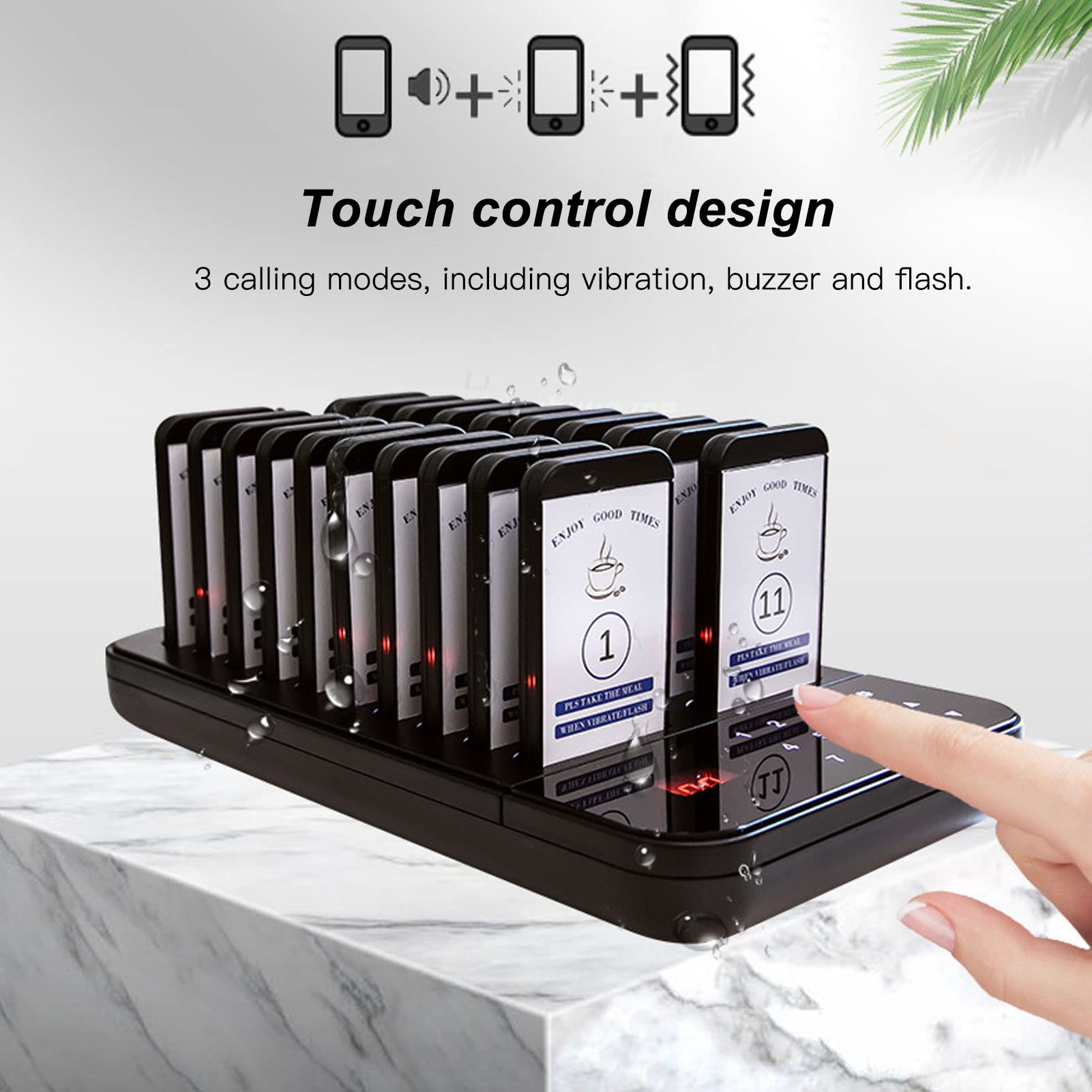 Dpofirs Pager für Restaurants, Paging System mit 20 Pagern, Buzzer Beep Lineup Waiting Queue Signal Calling Customer Service for Cuisine Hospital Clinic(EU)