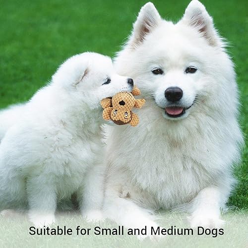 Miniatura 5 de Raffaelo Juguete para perro, juguetes chirriantes de felpa para perros, juguete de peluche para masticar con chirriador, limpieza de dientes para
