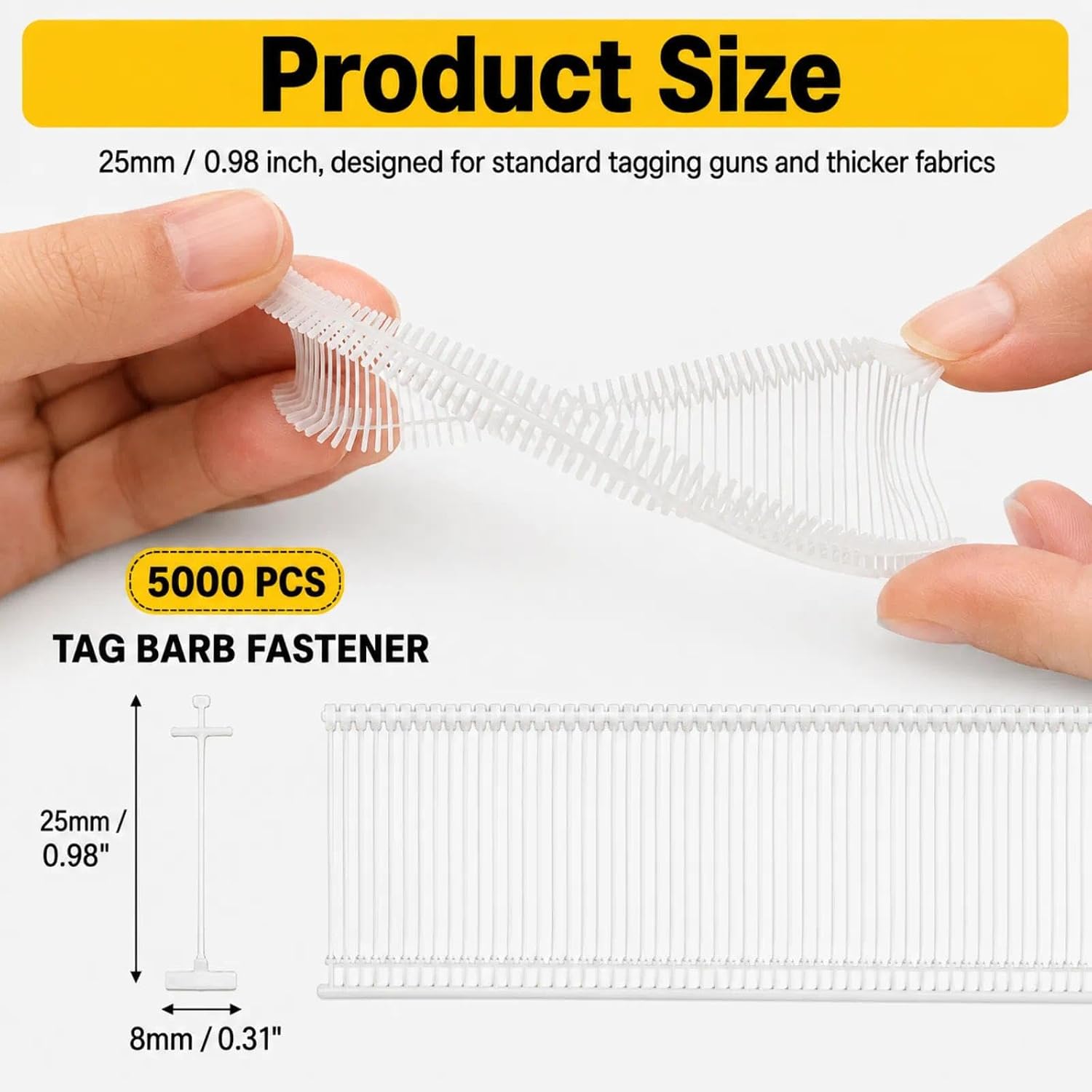 5000PCS 25mm Standard Tagging Gun Fasteners, White Tag Barbs image 3