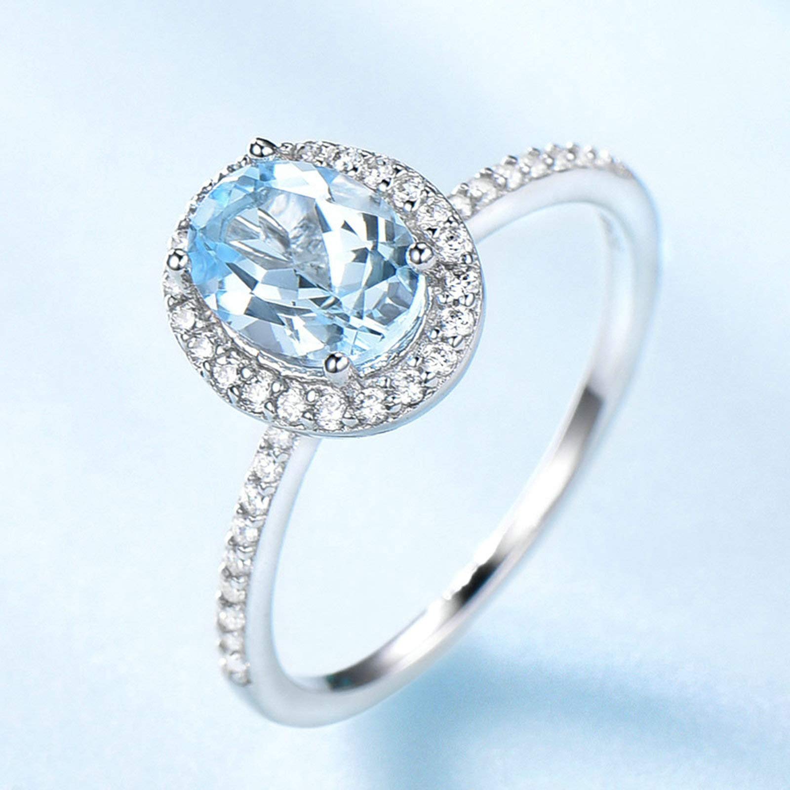 Anello Donna, Catena Donne Argento Ovel Elegante in Argento 925 Set Orecchino Collana E Anello per Donna Donna Zirconia Cubica Blu