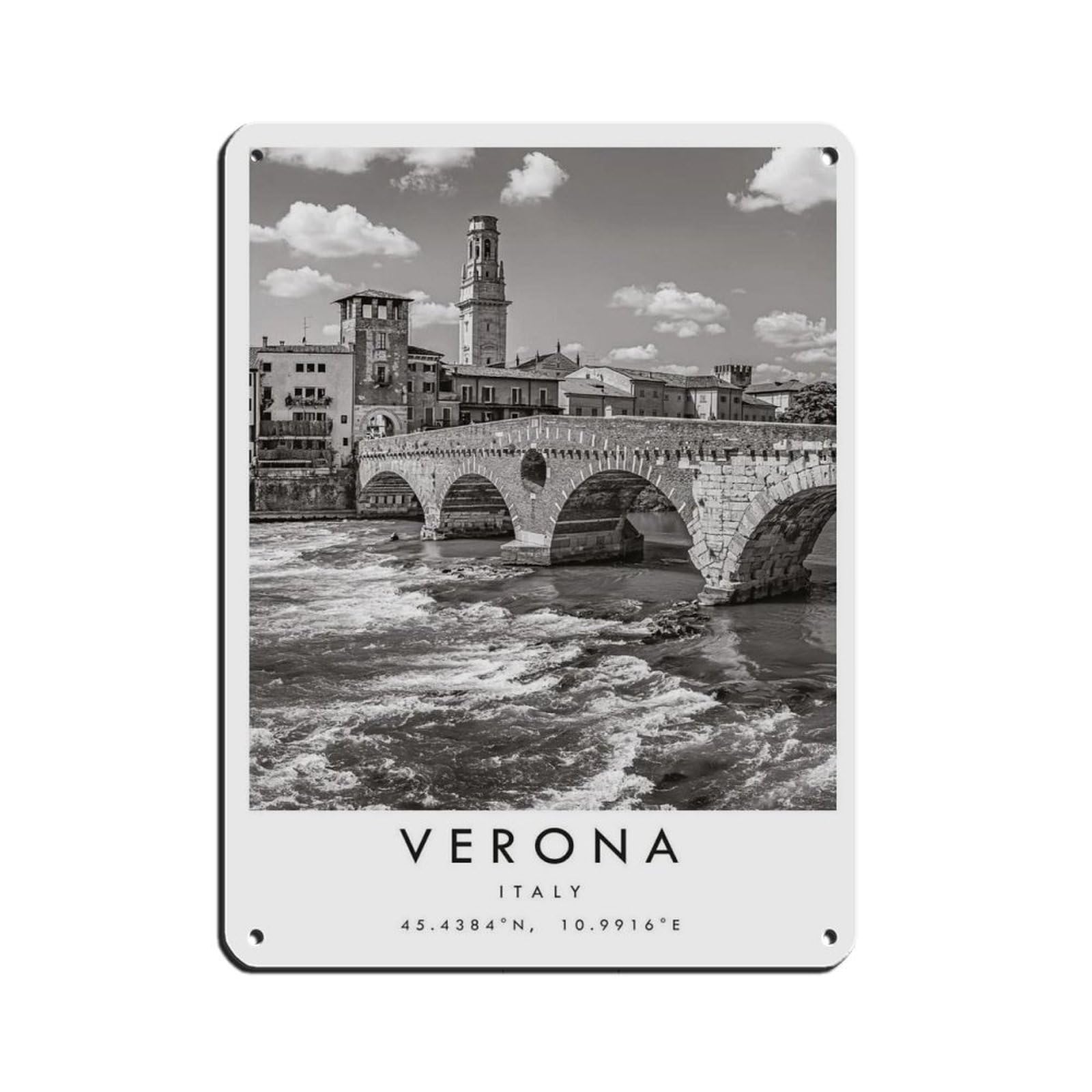 Verona Travel, Italy Poster Tin Sign Vintage Metal Pub Club Cafe Bar Home Wall Art Decoration Poster Retro 12x16inch(30x40cm)
