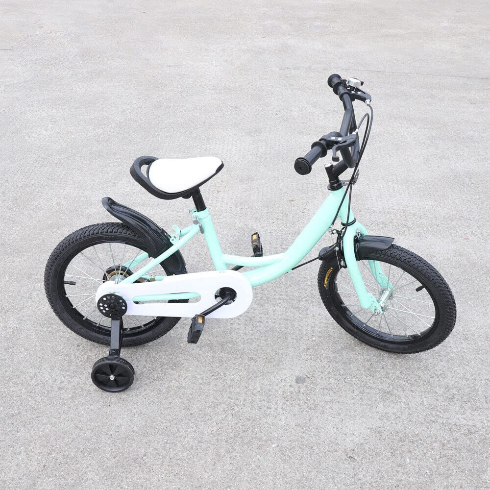 Vélo Enfant 16 Pouces – Cadre Acier, Roues Stabilisatrices, Freins Avant/arrière, Siège Et Guidon Réglables, 5-8 Ans