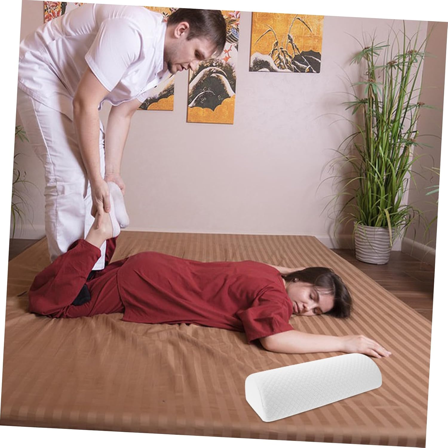 Knee Pillow for Back Sleeping Ergonomic Half-Moon Leg Cushion for Lumbar Support Comfortable Rest for Ankles and Feet for Home Office and Travel