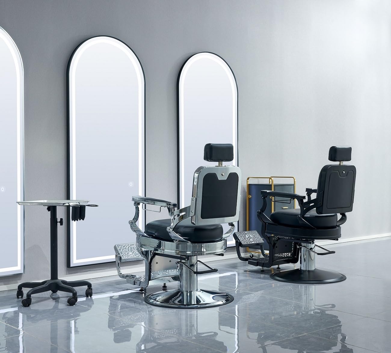 Barber Chair Heavy Duty 700 lbs - Salon Chair for Hair Stylist - Black Reclining Barber Chairs for Adults - Salon Station Beauty Shop Barbershop Equipment