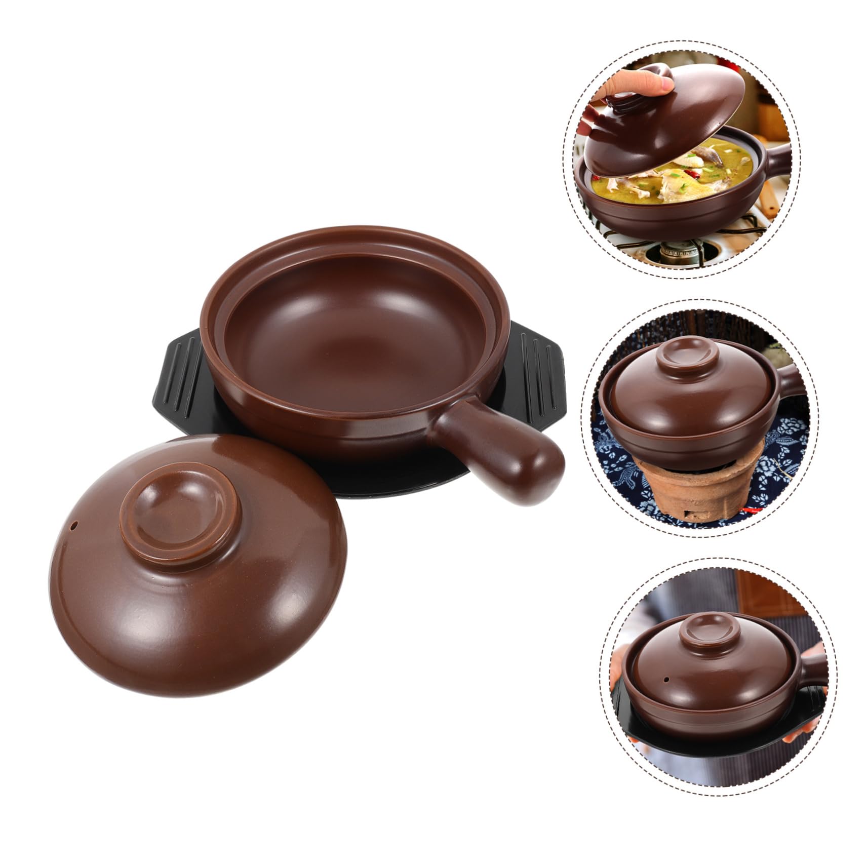 BESTonZON 1juego Cacerola De Cerámica Con Mango Olla Para Sopa Y Guiso Resistente Altas Temperaturas Para Cocina Casa Y Restaurantes