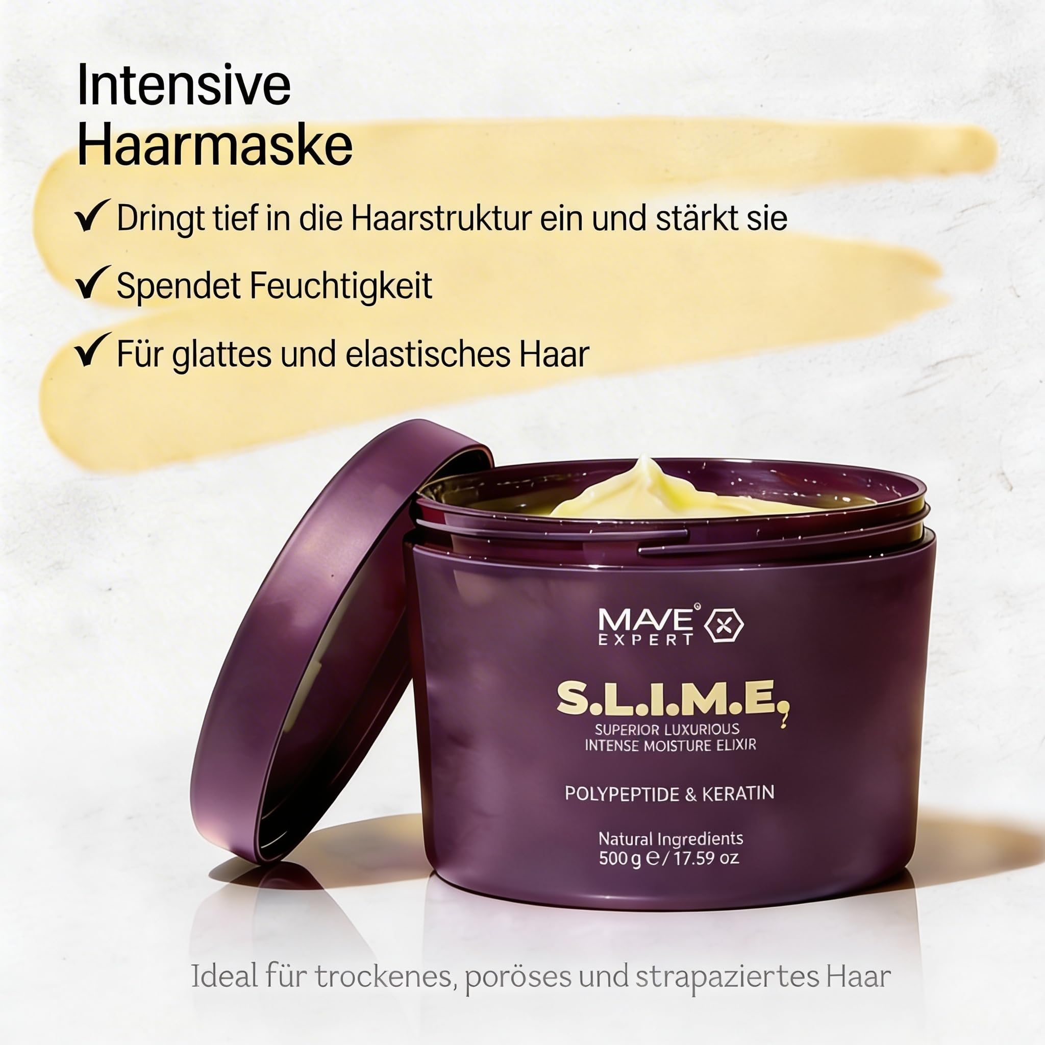 MAVE Haarmaske für trockenes & geschädigtes Haar – Repair Haarkur mit Feuchtigkeit, Glanz und Anti Frizz, professionelle Haarpflege für blondiertes und coloriertes Haar | Repair Haarkur