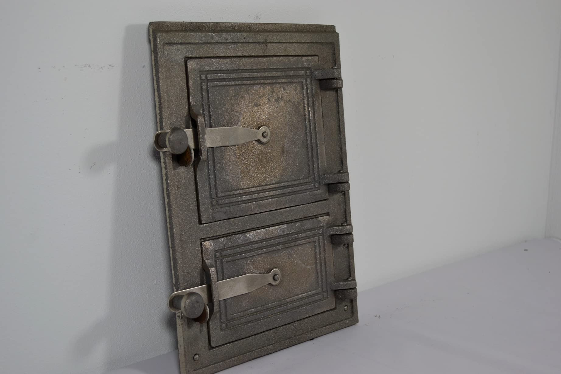 SEZAM Backofentür aus Gusseisen mit 2 Türen - mit Türriegel, Brotofentür - Steinofentür - Pizzaofentür 35 x 3 x 26 cm - rechteckig, ohne Bemalung