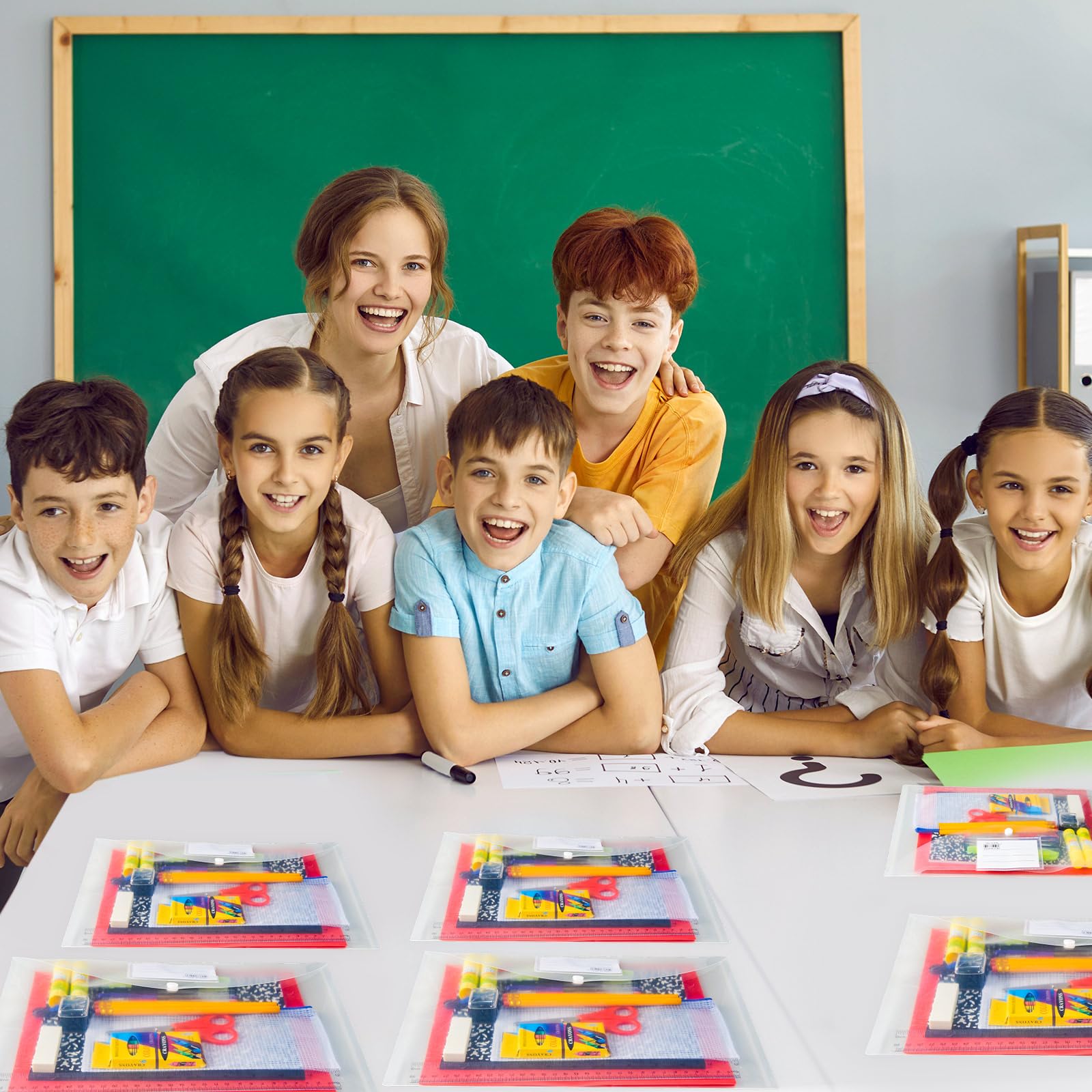 AmazingSpark Lot de 6 kits de fournitures pour la rentrée scolaire pour les élèves de 7 à 12e année - Fournitures de rentrée scolaire comprenant dossier, surligneurs, crayons, cahiers, ciseaux et plus