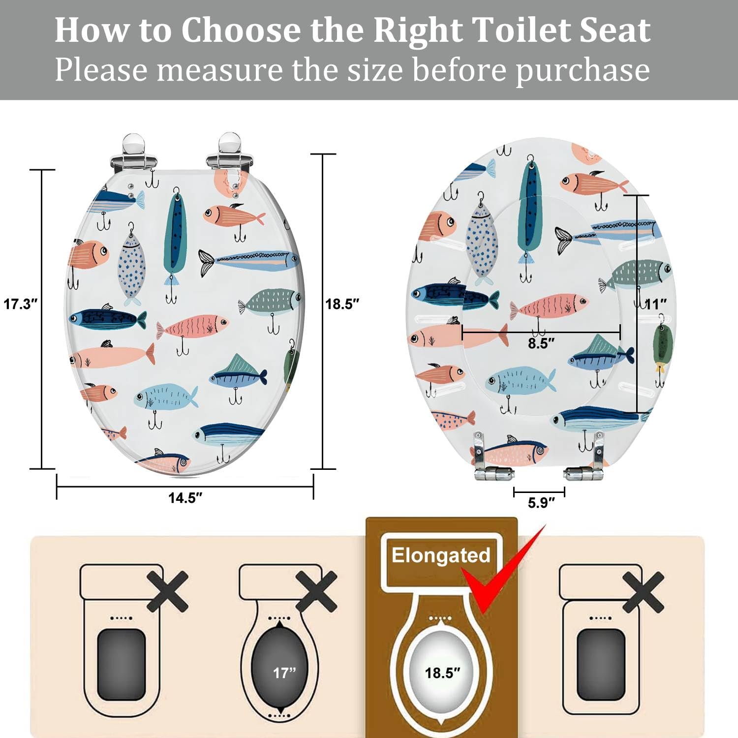 Asiento de inodoro alargado genérico para baño