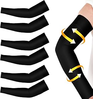 3 Pairs Lymphedema Compression Arm Sleeve 20-30 Mmhg Full Arm Support with Silicone Band Graduated Compression Arm Sleeves for Lymphedema Swelling Edema (Black, L Size)