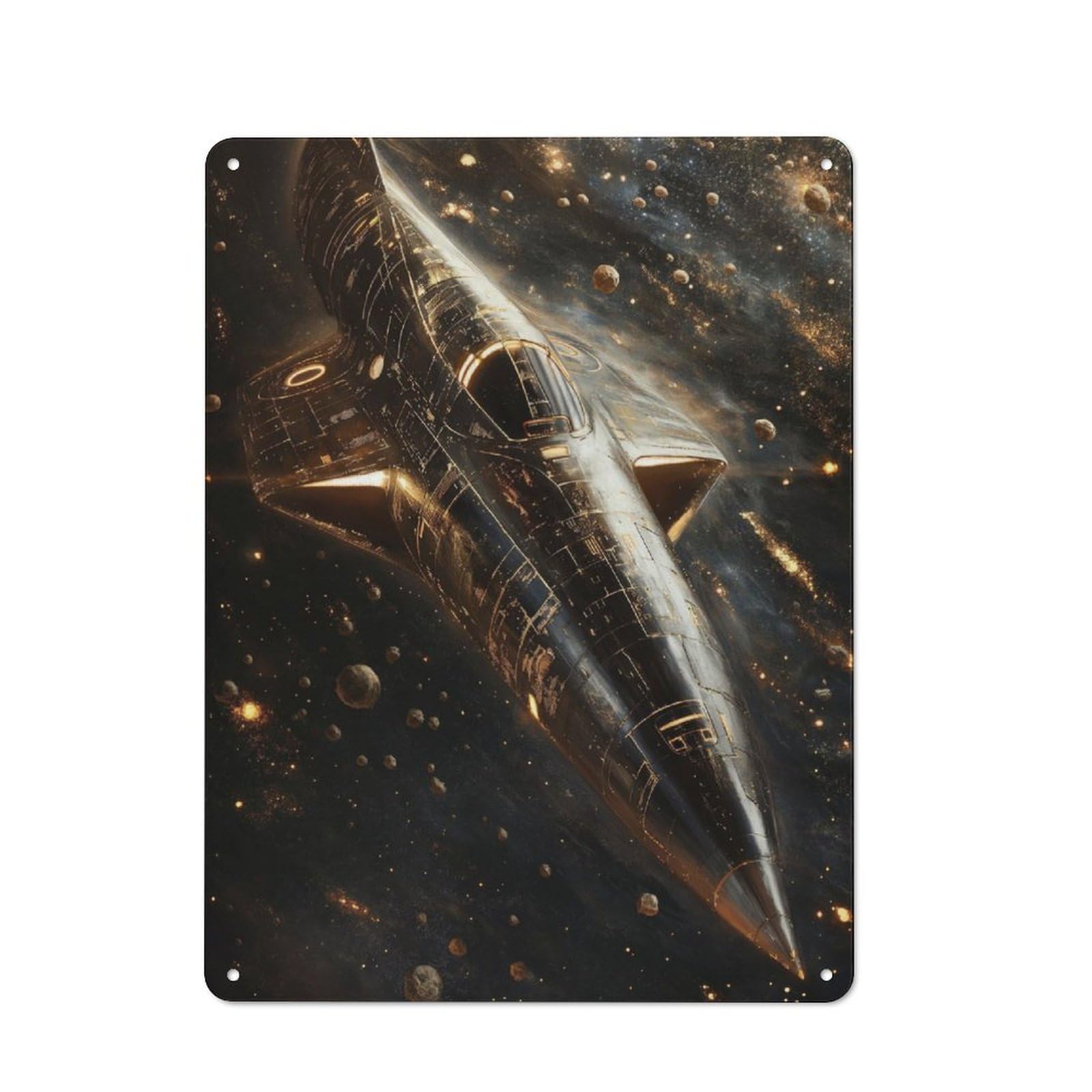Junmoney Spaceship Tin Wall Plaque 40X30cm With For Bar Or Restaurant, Housewarming Wall Decor For People Furnishing Bar And Restaurant