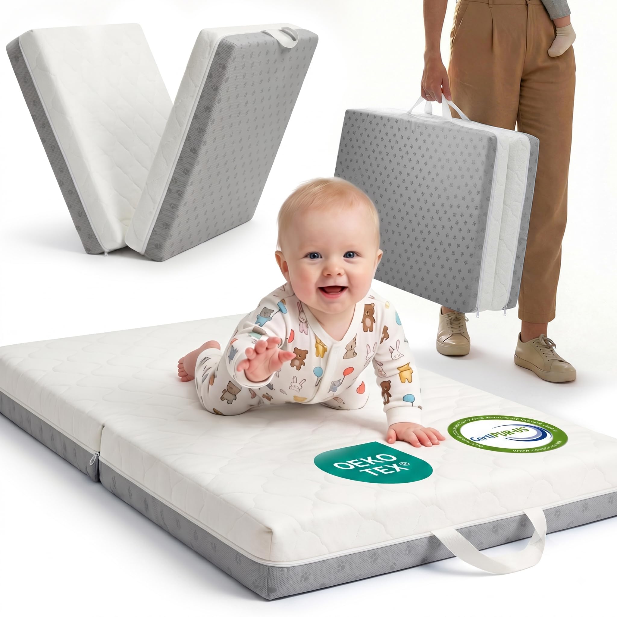 Photo 1 of DeerFable Bi-Fold Memory Foam Pack and Play Mattress