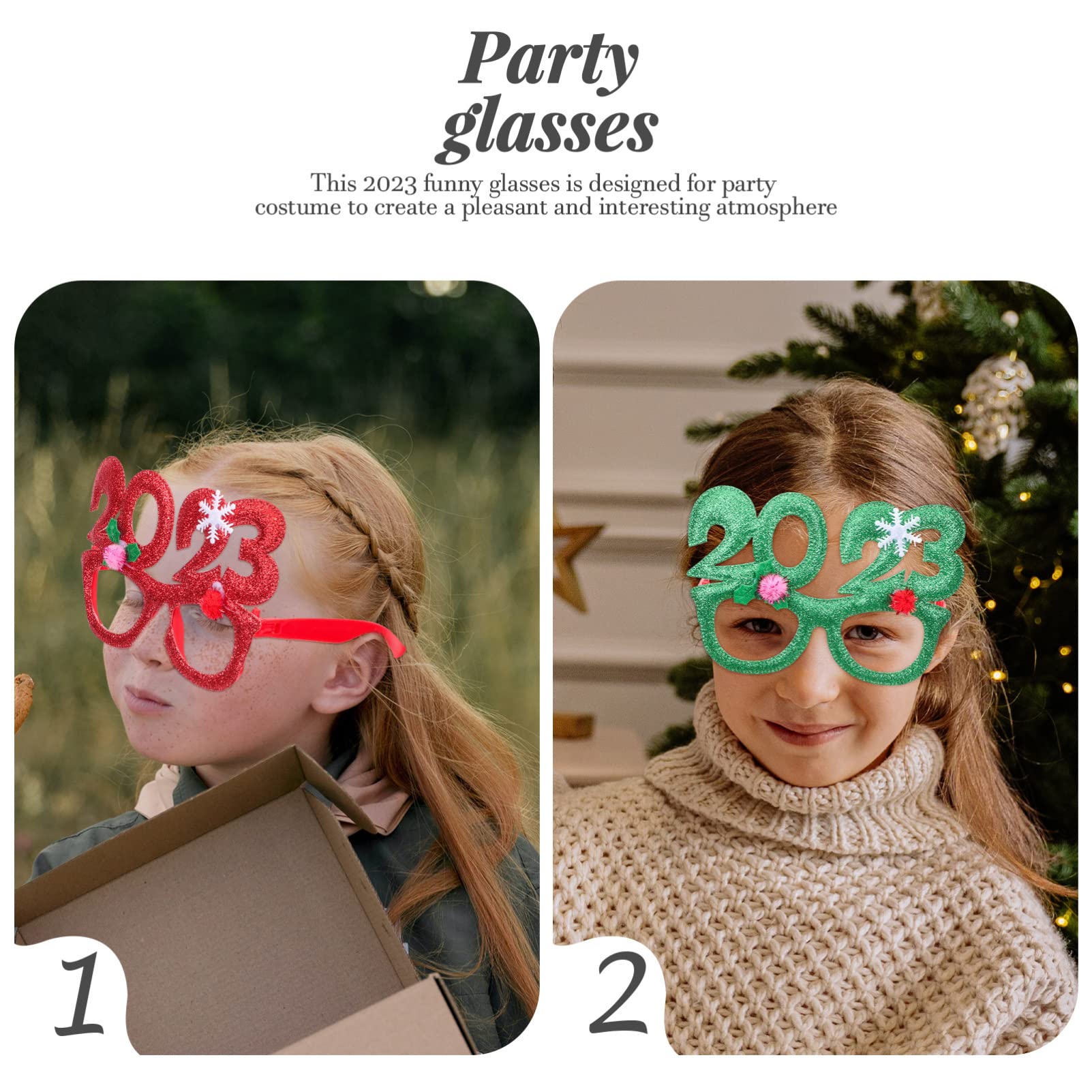 jojofuny 20stücke Neujahrsbrillen Lustige Eyeglasses Als Fotorequisiten Für Weihnachtsfeiern Rot Grün Gold Und Silber Für Partys Und Festliche Anlässe