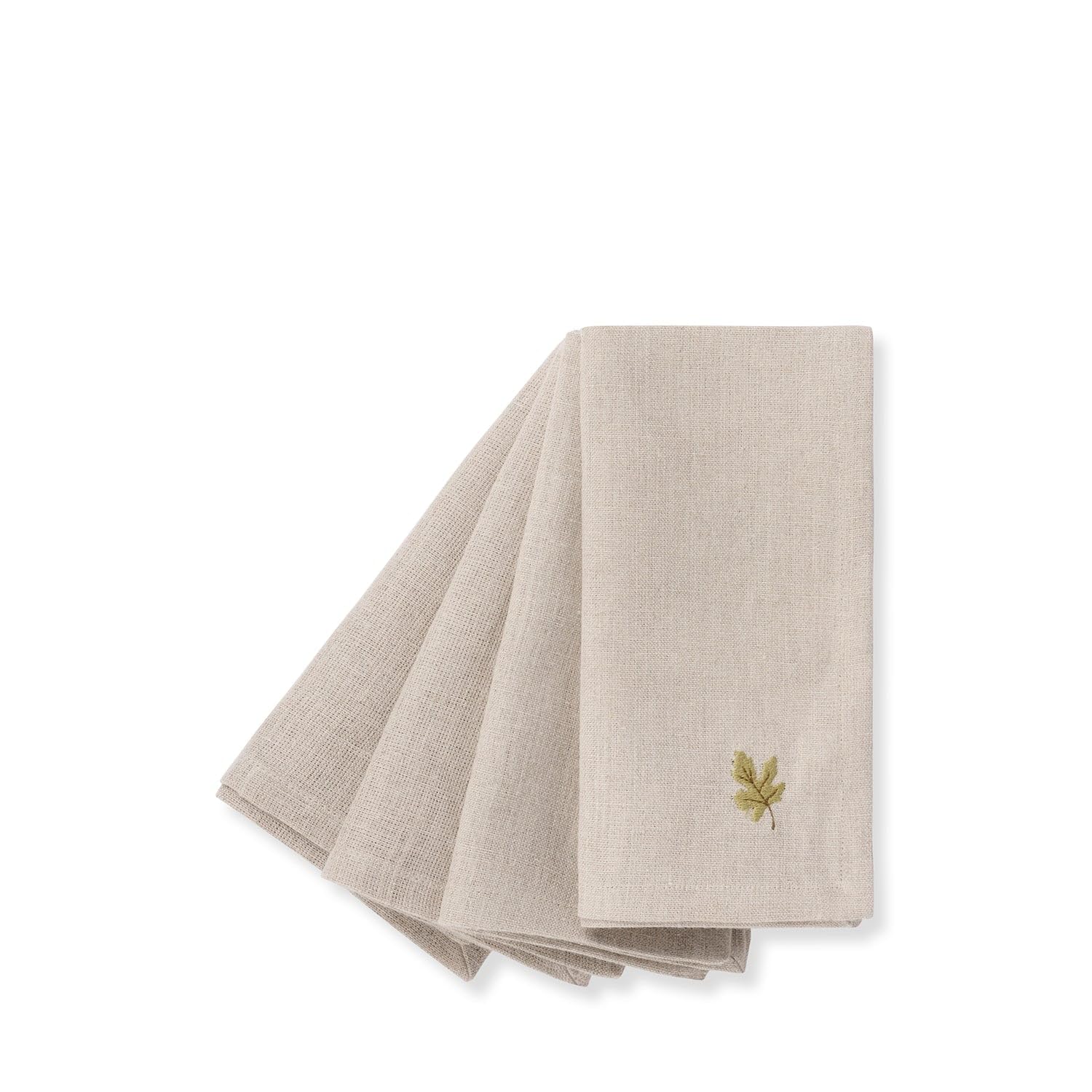 Sophie Allport Neutral Woodland Friends Embroidered Linen Napkins (Set Of 4)
