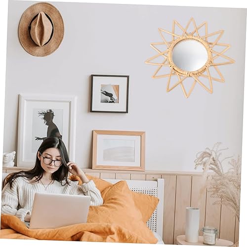 Miniatura 6 de Cabilock Espejo decorativo de ratán, decoración de arte innovadora, espejo redondo de mimbre, espejo tejido de ratán, espejo de pared de tocador