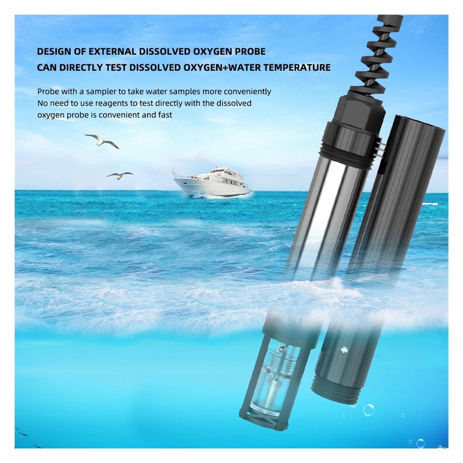 Testeur De Qualité De L'eau 5 En 1, Ph-mètre, Oxygène Dissous, Nitrite, Azote Ammoniacal, Température, For L'aquaculture Marine En Eau Douce Largement Applicable
