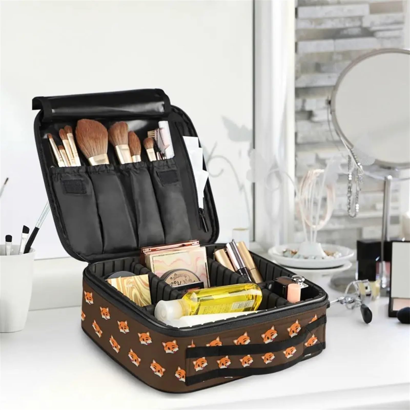 Kosmetiktasche Frauen Kosmetik Professionelle Schönheit Pinsel Make-Up Tasche Fall Wasserdicht Organizer Lagerung Taschen Reise Koffer für Reise Make-up Aufbewahrung Schminktasche(03)