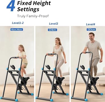 FitinOne Stair Stepper for Home Gym, Adjustable Stepper Machine with 4 Heights & 3 Angles, Compact Foldable Stair Master at Home for Full-Body Workout, Adjustable Pedals