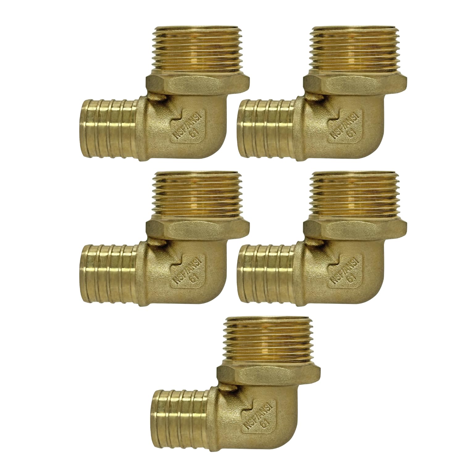5 piezas XFITTING Barb Crimp de 1 pulgada Pex x 1 pulgada macho roscado, codo macho Pex de 1 pulgada
