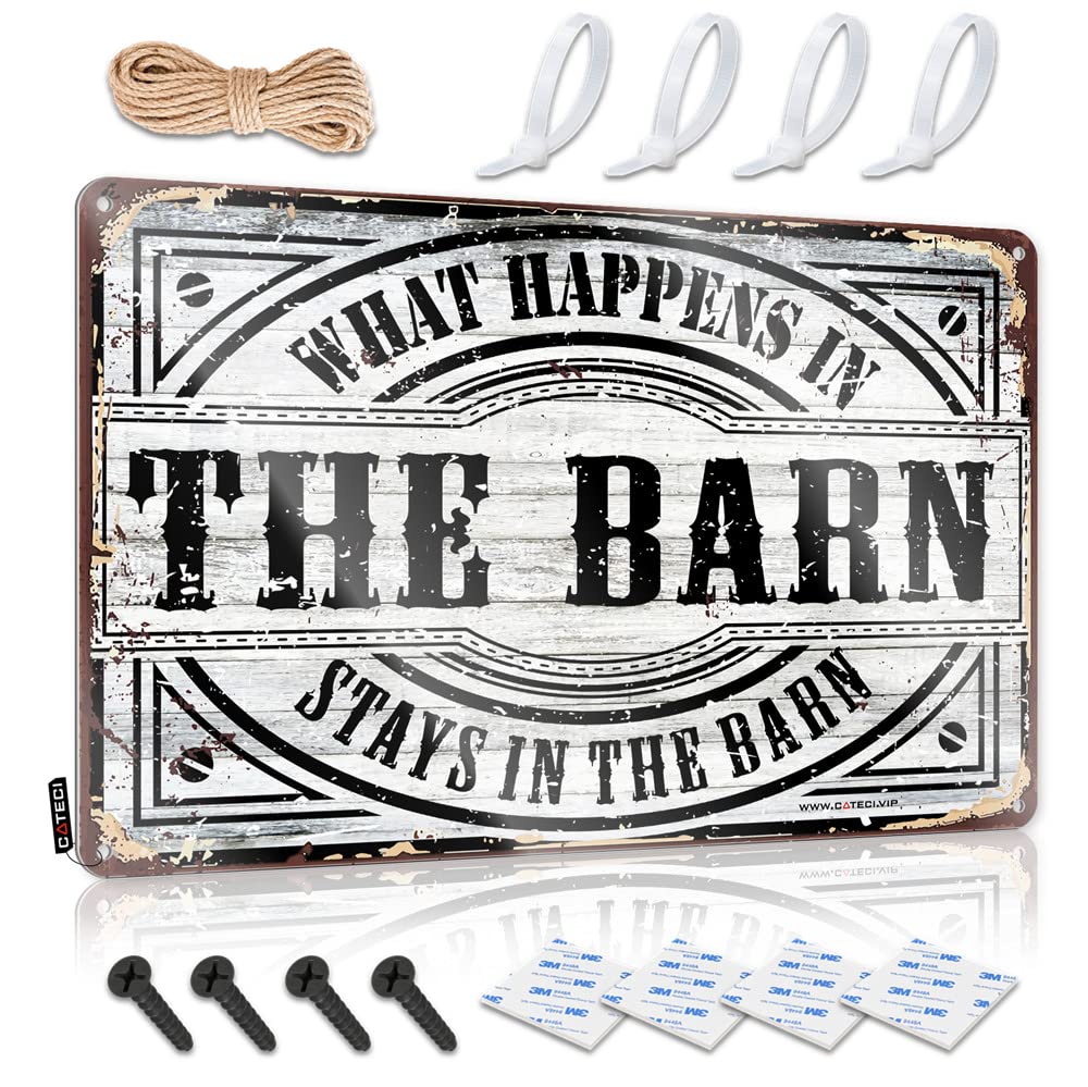 Statue Decoration Warning | What Happens In The Barn Stays In The Barn Novelty Restaurant Decoration(30X40CM)