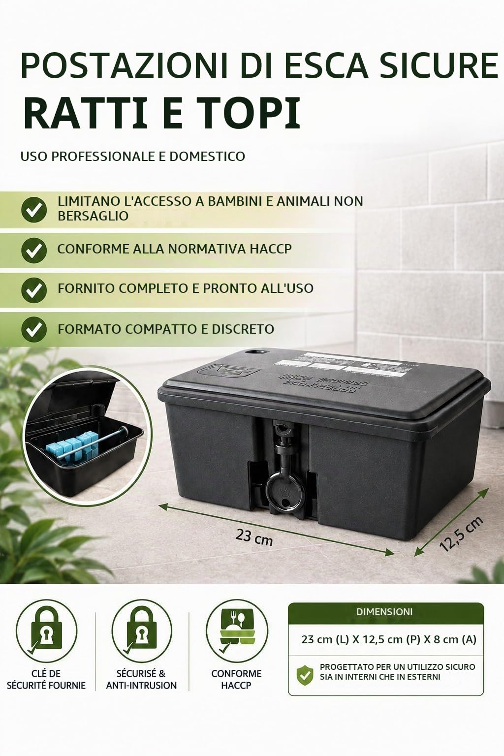 NUISIPRO - Stazione esca per topi e ratti - Confezione da 20 robuste scatole - Elevata sicurezza del prodotto