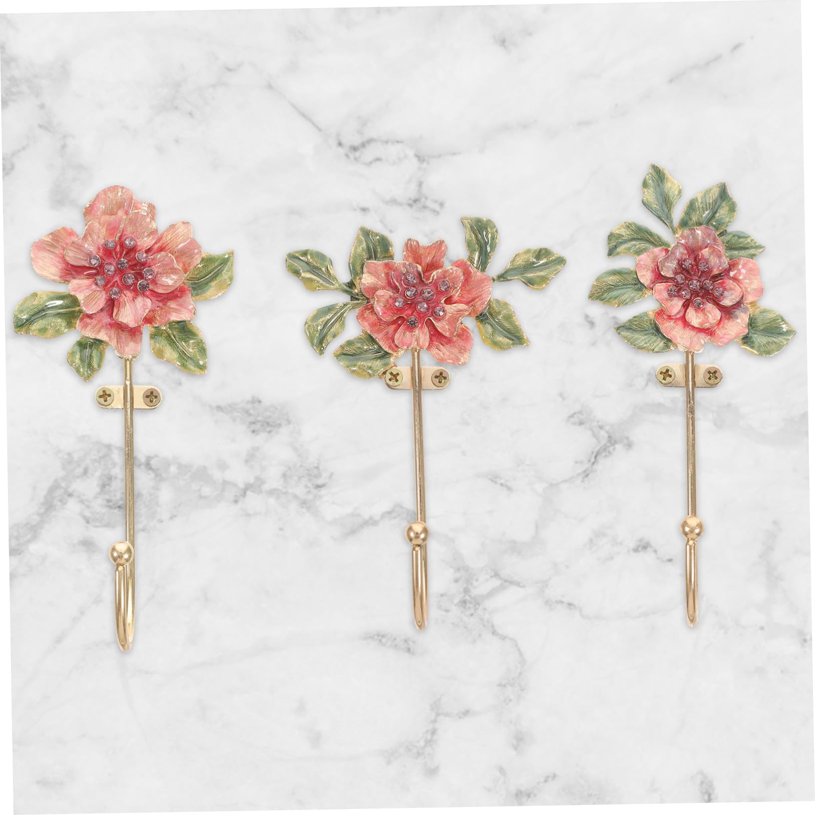 Perchero para Bolsos y Llaves de Pared Floral 3 Piezas Aleación de Zinc