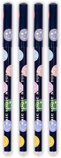 Erasable Pen Set of 4, Fine Point Pen with Cap (Spade Smiley)