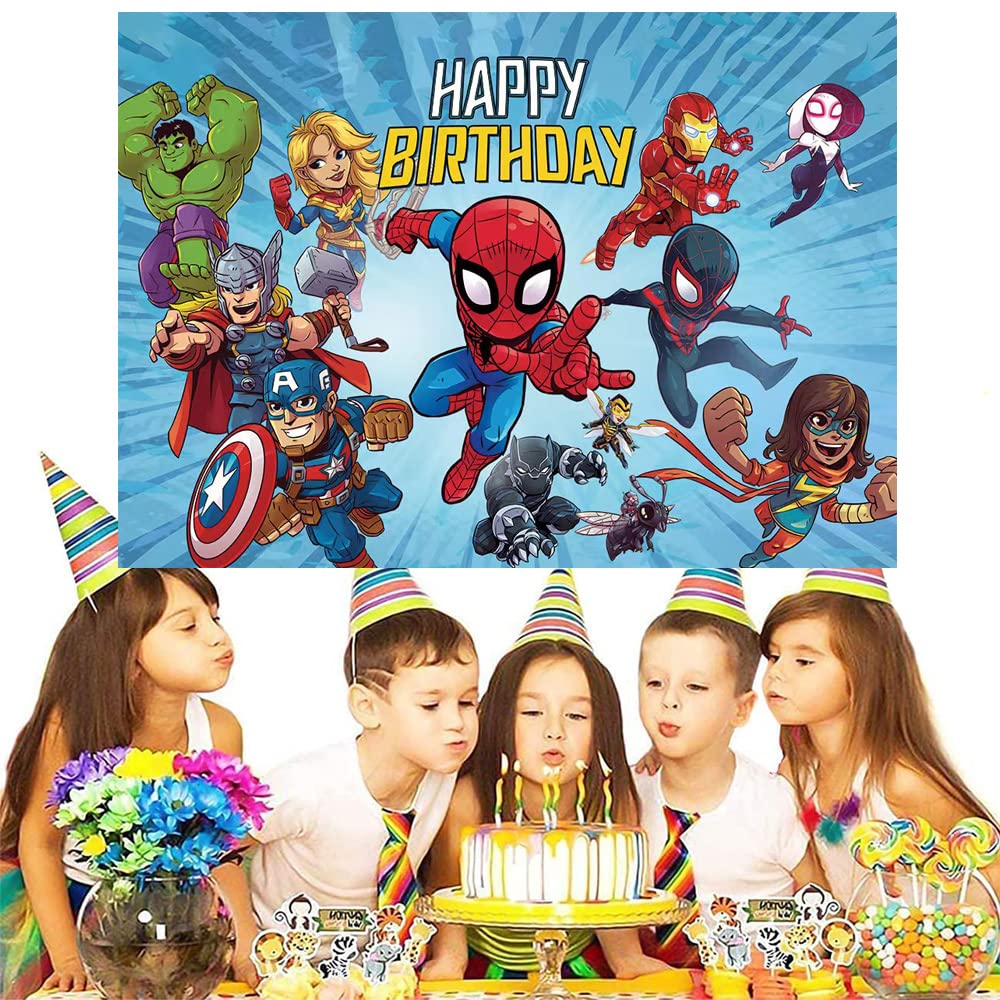 Superhelden Geburtstags-Banner – 13-teiliges Set, Bunte Kawaii-Figuren, Für Gaming- & Themen-Partys