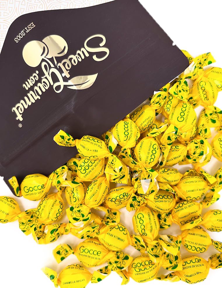 Miniatura 4 de SweetGourmet Caramelo duro con sabor natural relleno de limón siciliano, envuelto individualmente, 1 libra